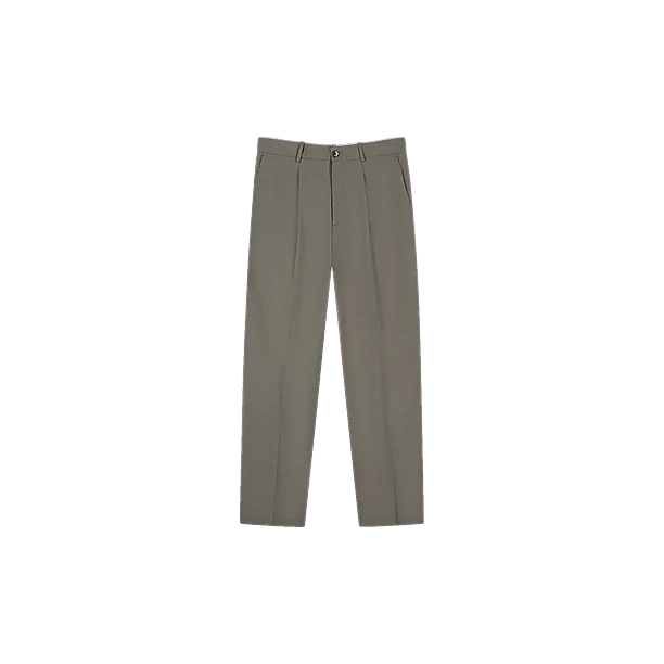 REGULAR WOOL PLEATED PANT Licht Bruin