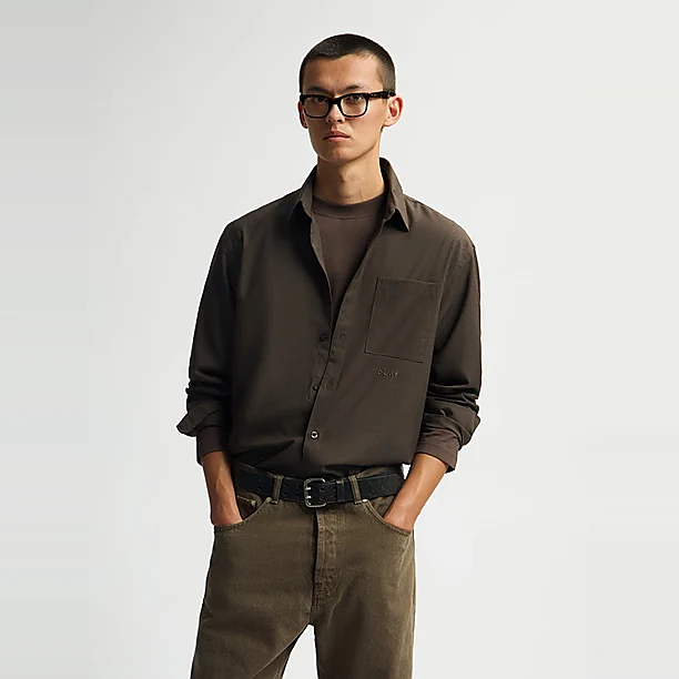 RELAXED LS SHIRT Licht Bruin