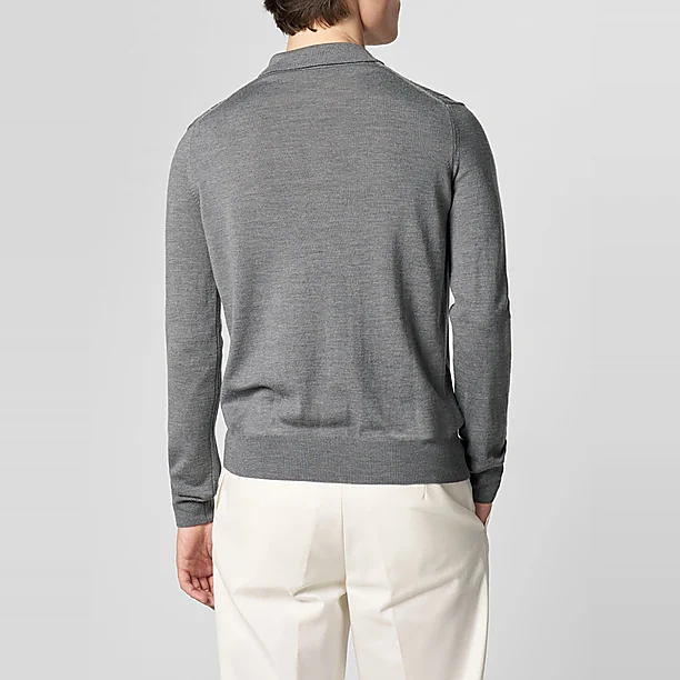 RIBBED ZIPPER POLO Grijs