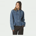 RIVORA DENIM PEPLUM JACKET Kobalt
