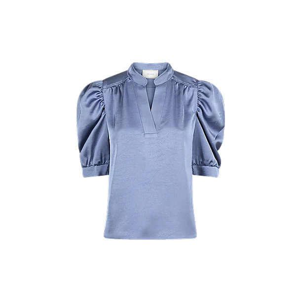 ROELLA HEAVY SATEEN BLOUSE Licht Blauw