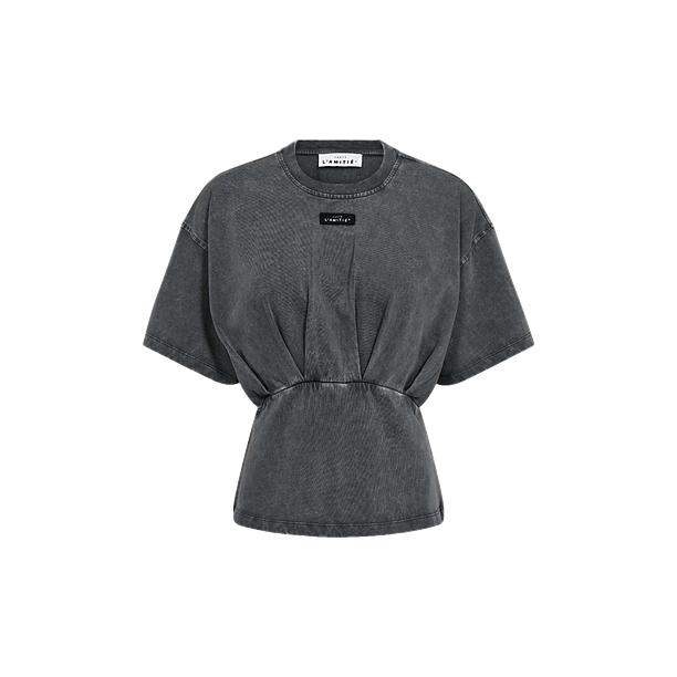 ROMIE ACID PLEAT TEE Zwart