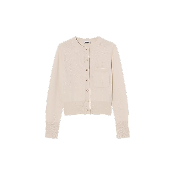 ROUND NECK CARDI Off White
