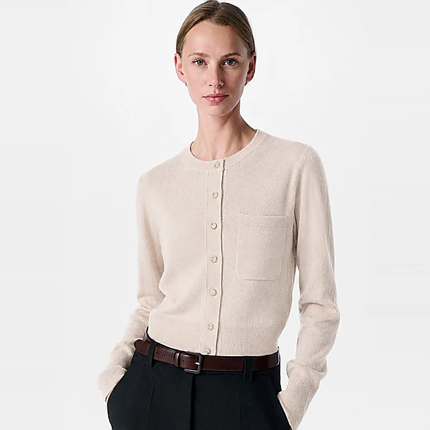 ROUND NECK CARDI Off White