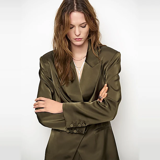 SATIN BLAZER Groen