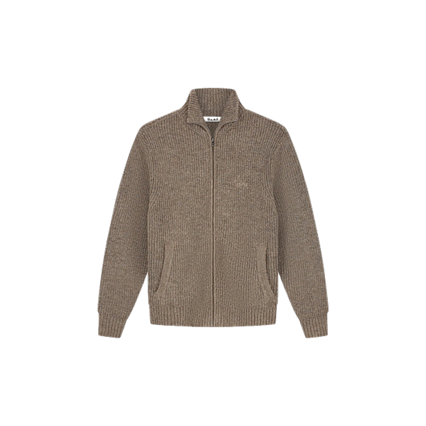 SIGNATURE ZIP KNITTED MOCKNECK Licht Bruin