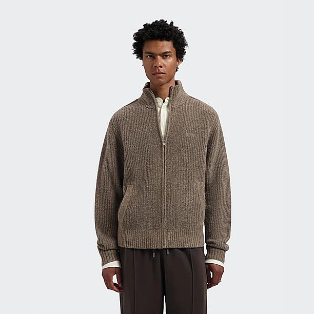 SIGNATURE ZIP KNITTED MOCKNECK Licht Bruin