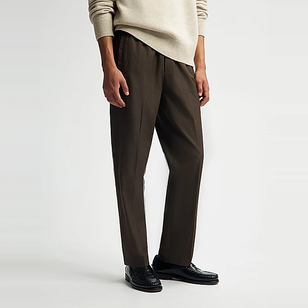 SLIM ELASTICATED PANT Licht Bruin