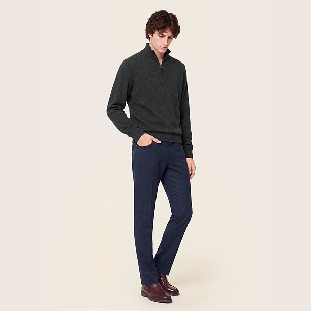 SLIM FIT BARD FLANELLA Blauw