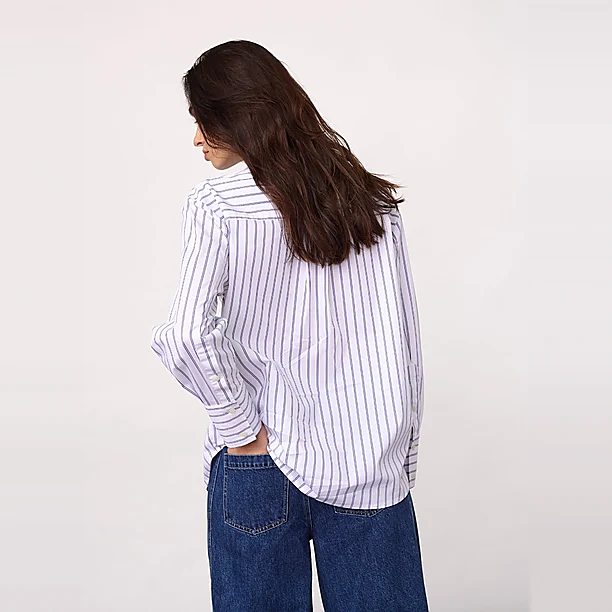 SOMOCC STRIPE FUNNEL NECK SHIRT Wit