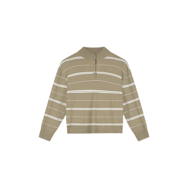 STRIPED KNITTED POLO Licht Bruin