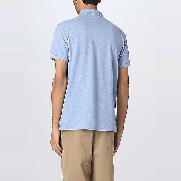 THE ICONIC CUSTOM SLIM FIT MESH POLO Licht Blauw