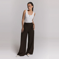 WIDE LEG PANTS Donker Bruin
