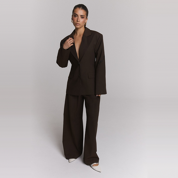 WIDE LEG PANTS Donker Bruin