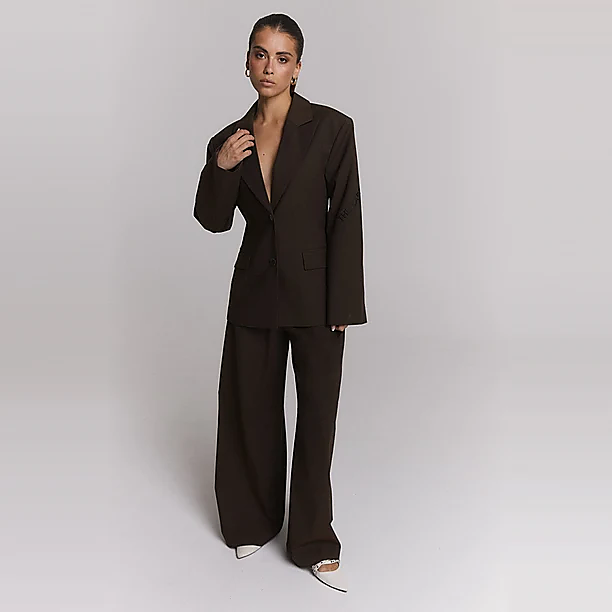 WIDE LEG PANTS Donker Bruin