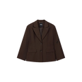 WOVEN FITTED BLAZER Donker Bruin