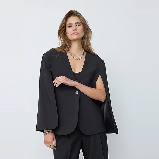 VOLACC CAPE BUTTON BLAZER Zwart