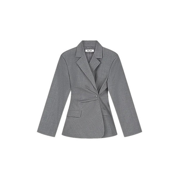 WOOL ASYMETRIC BLAZER Muis Grijs