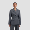 WOOL ASYMETRIC BLAZER Muis Grijs