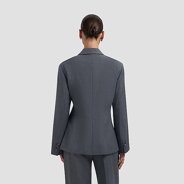 WOOL ASYMETRIC BLAZER Muis Grijs