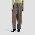 WOOL HERRINGBONE BARREL LEG PANT Licht Bruin