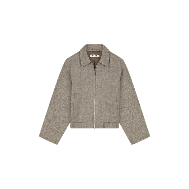 WOOL HERRINGBONE JACKET Licht Bruin
